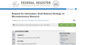 Request for Information; Draft National Strategy on Microelectronics Research